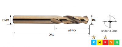 2.6mm Carbide Stub Drill DIN6539 (uncoated)